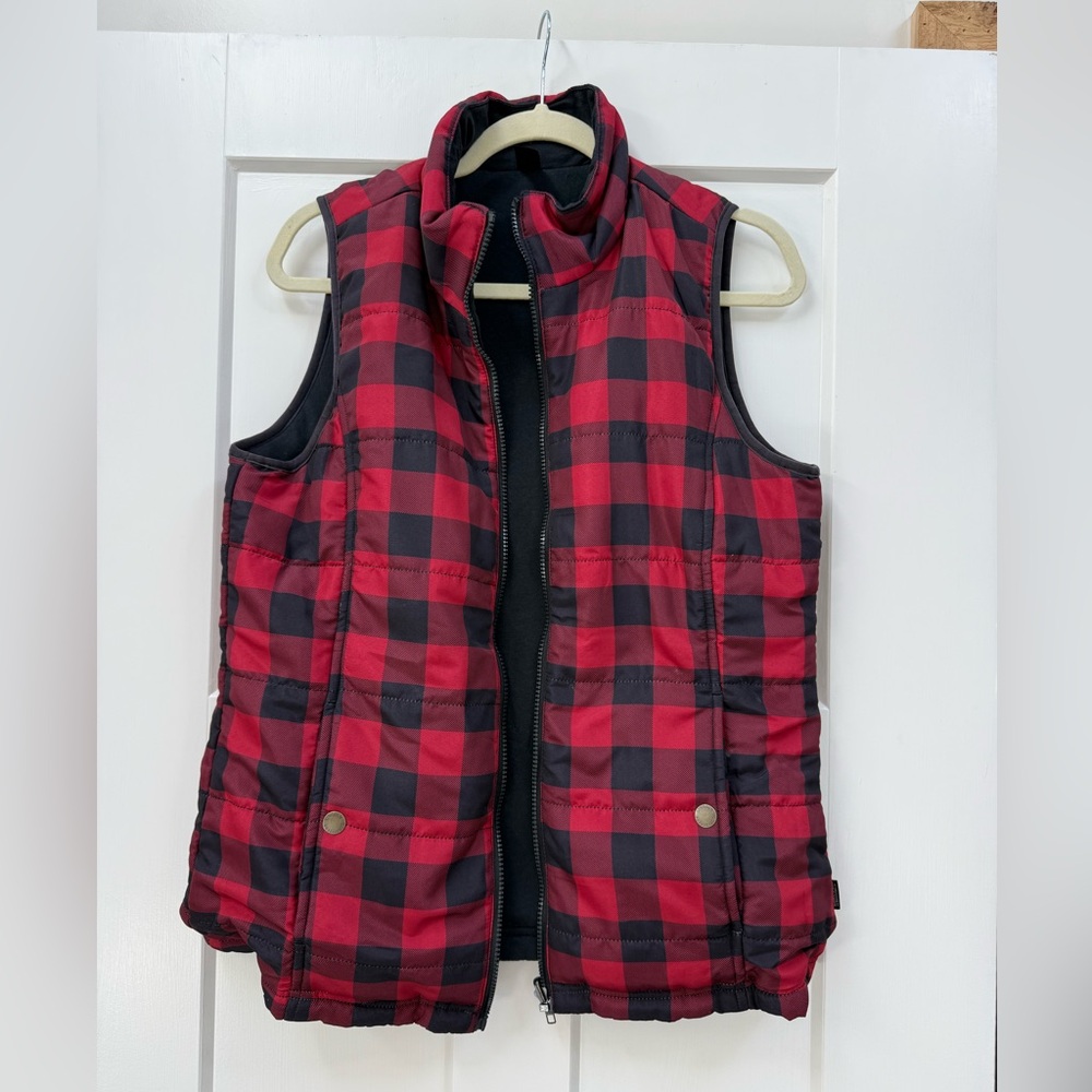 Reversible Red & Black Buffalo Plaid Puffer Vest